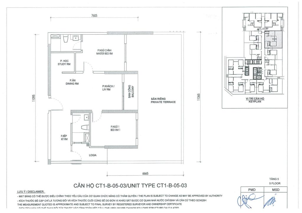 Thiết kế căn hộ CT1-B-05-03 Tòa B The ZEN Residence