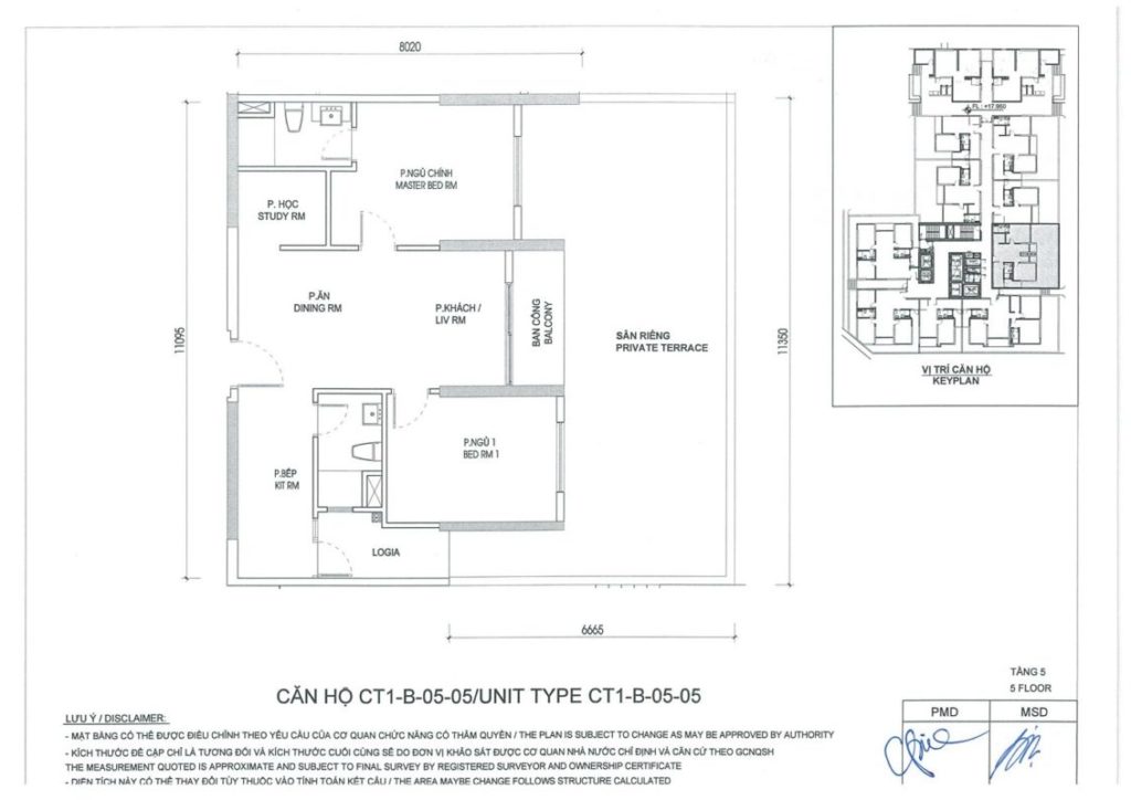 Thiết kế căn hộ CT1-B-05-05 tòa B The ZEN Residence