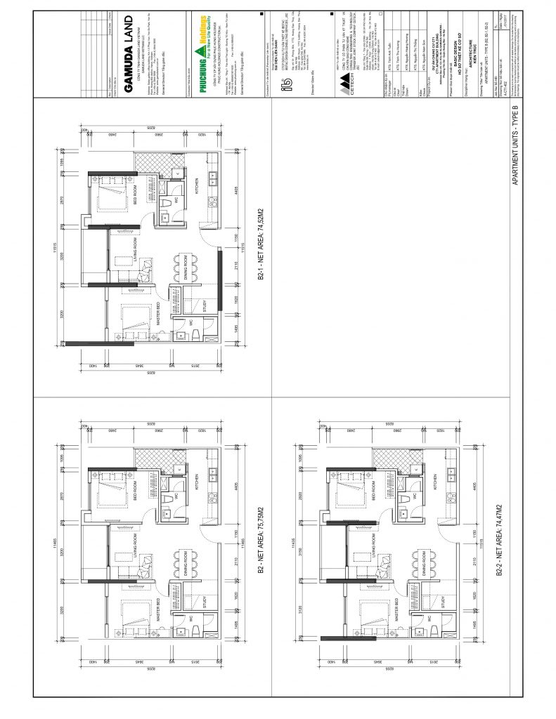 bản vẽ cad căn B2-2 diện tích 74.47m2 căn hộ chung cư The Zen ...