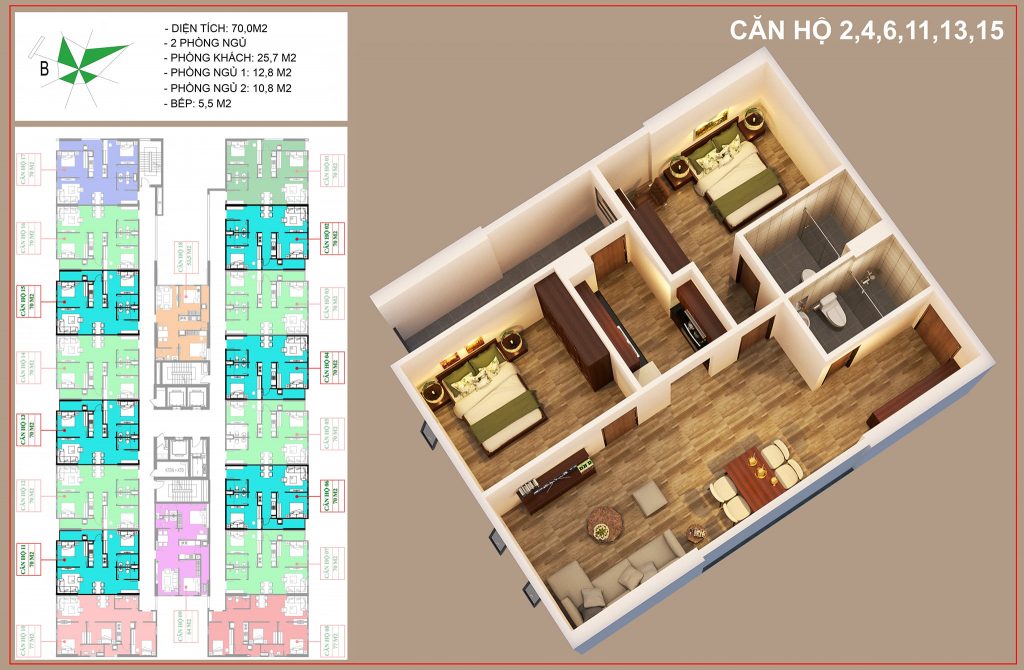 thiết kế căn số 2, 4, 6, 11, 13, 15 nhà ở xã hội IEC tứ hiệp thanh trì