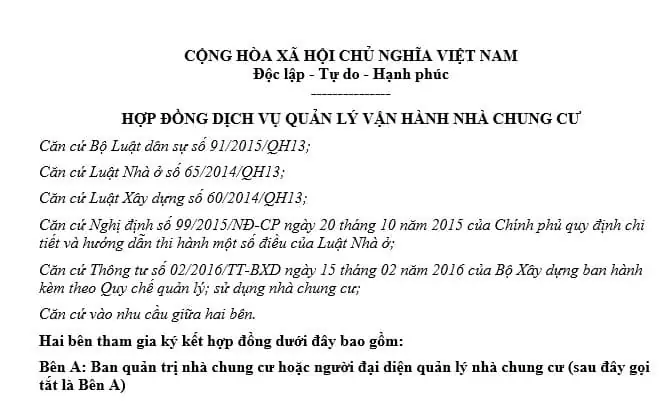 Hợp Đồng Quản Lý Vận Hành Nhà Chung Cư: Mẫu & Nội Dung Bắt Buộc