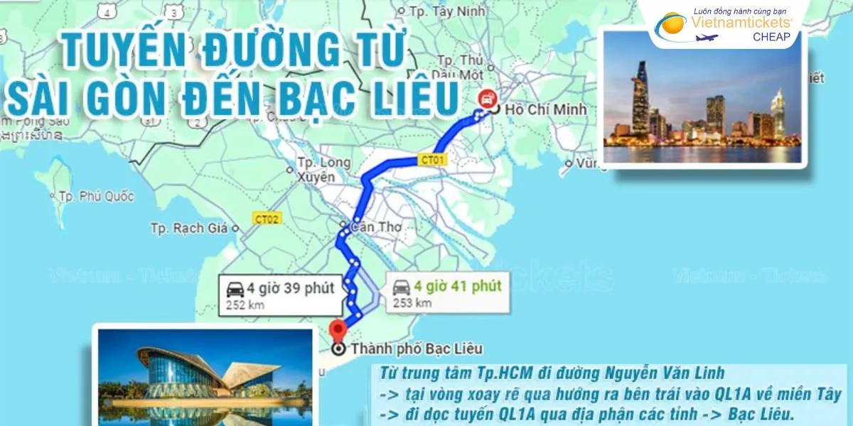 bạc liêu cách sài gòn bao nhiêu km