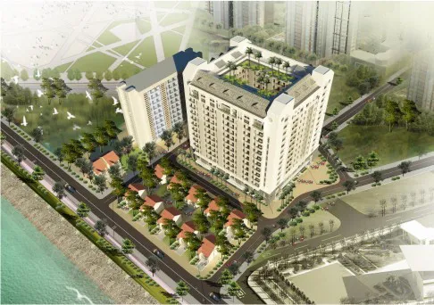 Phối cảnh tổng thể Căn hộ B2 Trường Sa ven sông