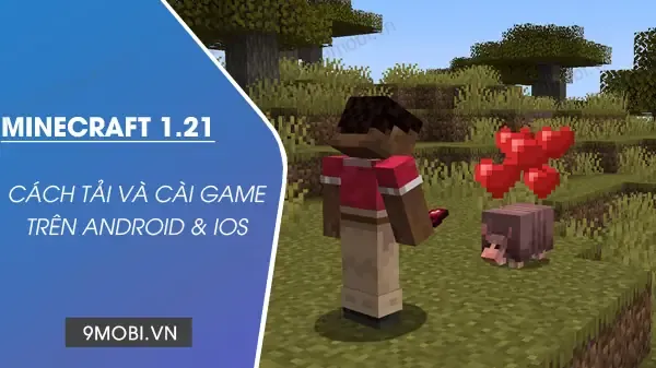 Cảnh quan thế giới Minecraft với các khối vuông đa dạng