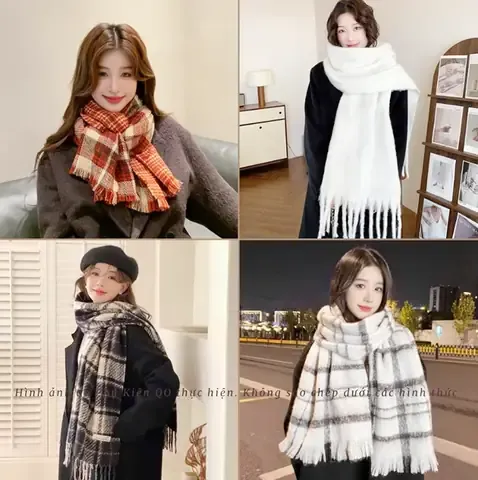 Khăn Quàng Cổ, Khăn Len Ấm Áp Phong Cách Vintage, Nhiều Mẫu