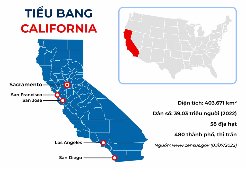 Bản đồ bang California, Hoa Kỳ