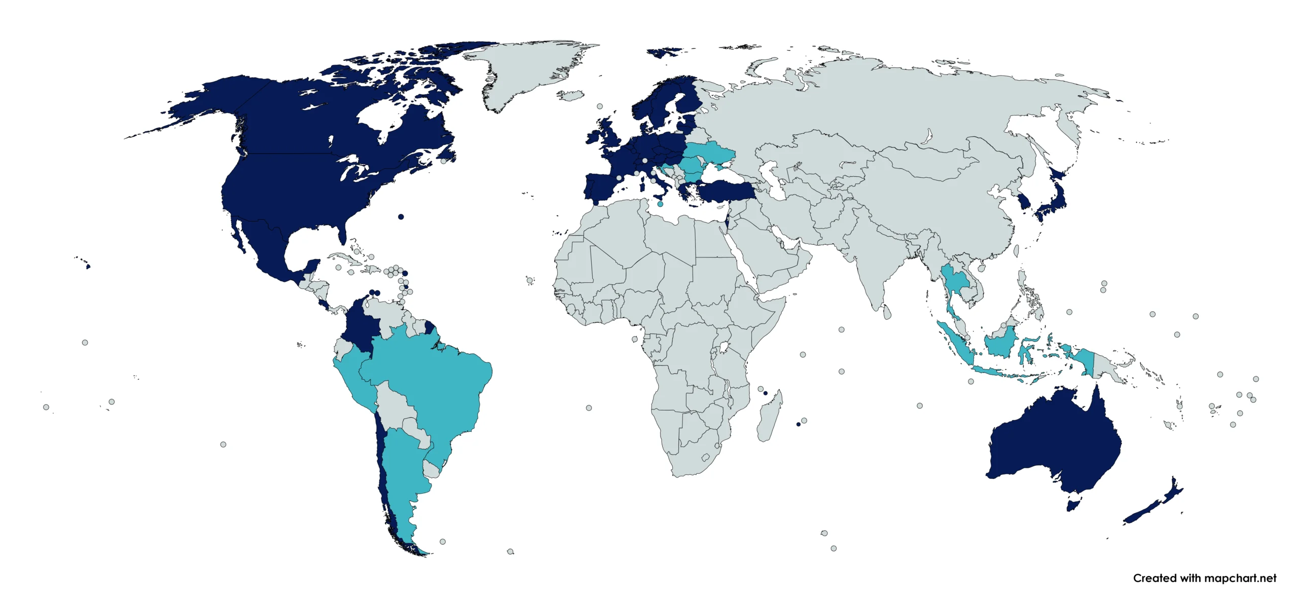 Bản đồ các nước thành viên OECD