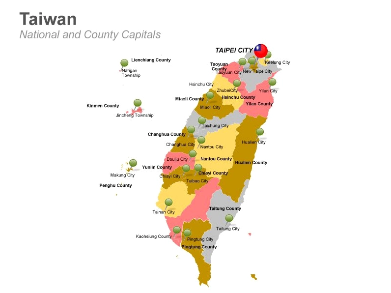 Taipei Là Nước Nào? Khám Phá Thủ Đô Độc Đáo Của Châu Á Bản đồ các thành phố thủ đô của Đài Loan