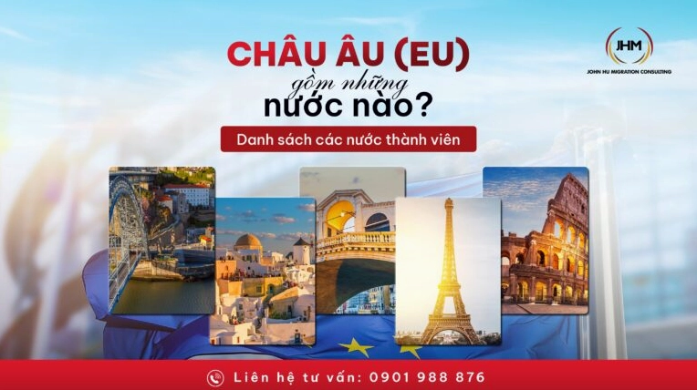 Bản đồ Châu Âu với các quốc gia được đánh dấu