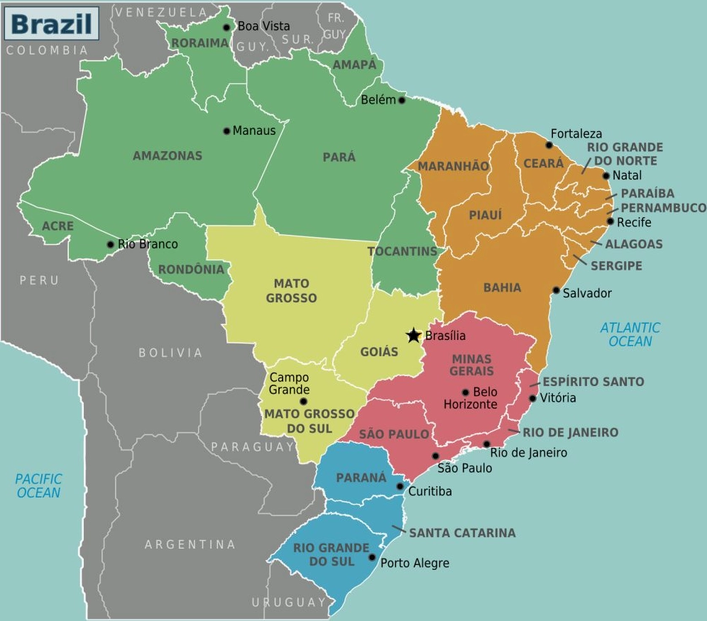 Brazil Là Nước Nào? Khám Phá Vùng Đất Nam Mỹ Rực Lửa Bản đồ hành chính Brazil