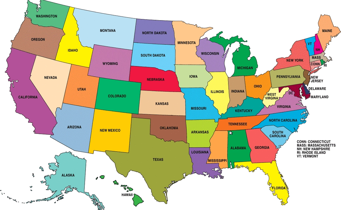 Bản đồ Hoa Kỳ với bang California được đánh dấu