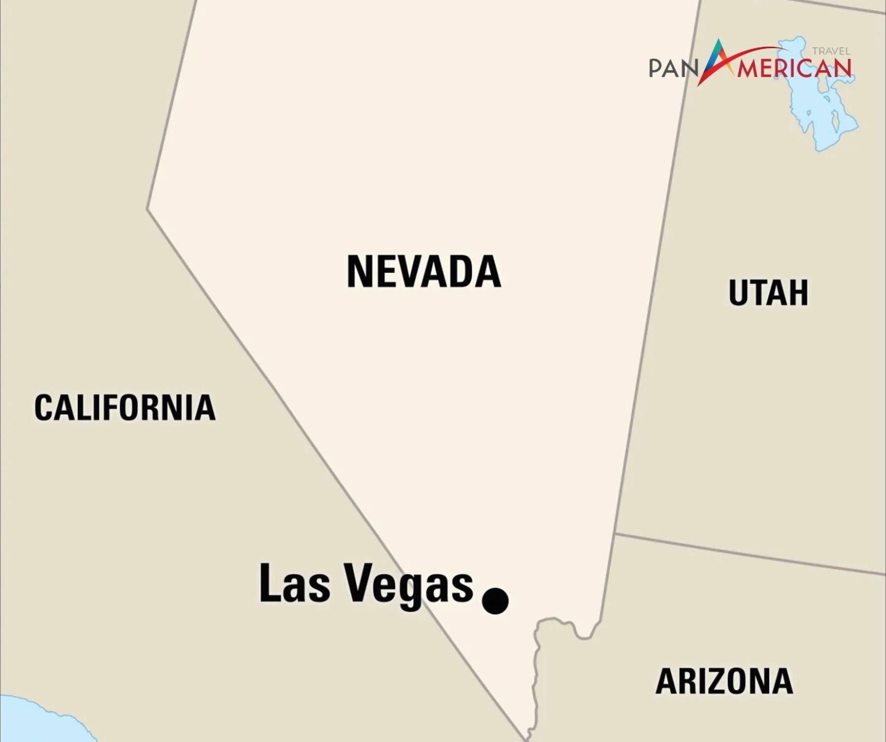 Bản đồ nước Mỹ với vị trí của Las Vegas