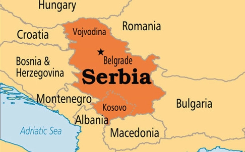 Bản đồ Serbia và các quốc gia láng giềng