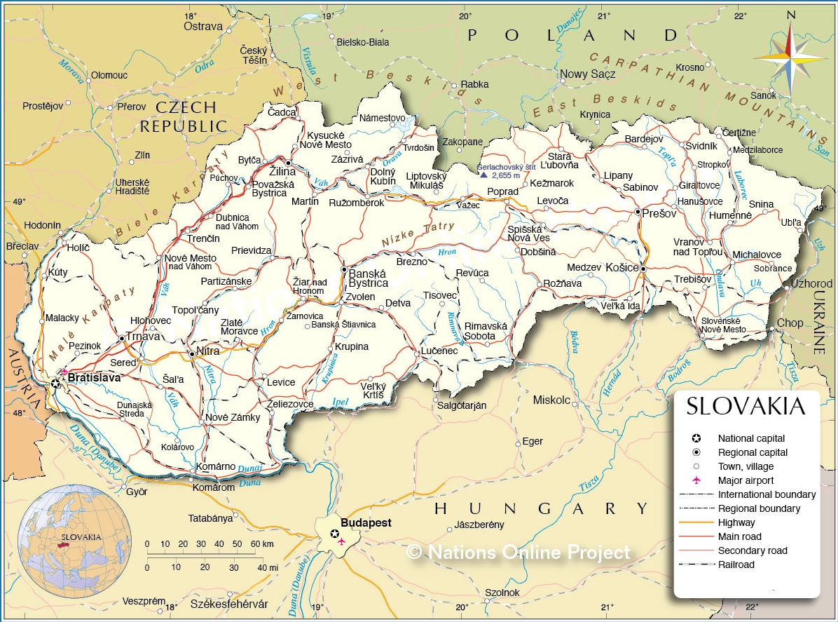 Slovakia là nước nào? Khám phá chi tiết về quốc gia Trung Âu Bản đồ Slovakia và các nước lân cận