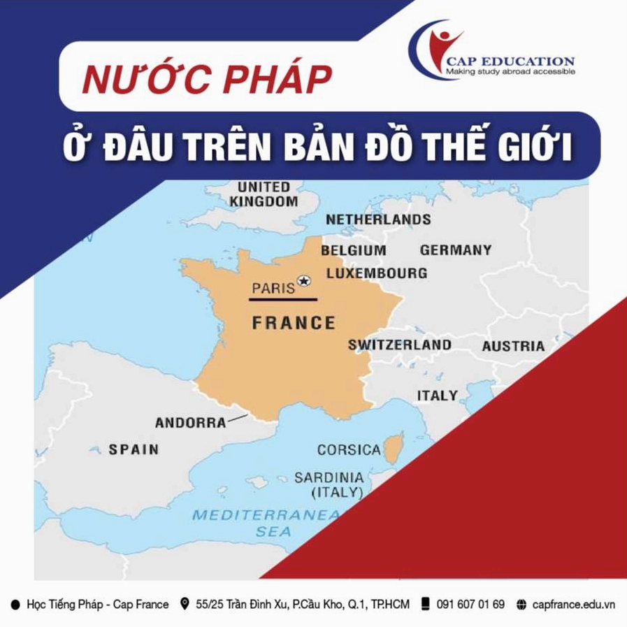 Bản đồ thế giới với vị trí nước Pháp