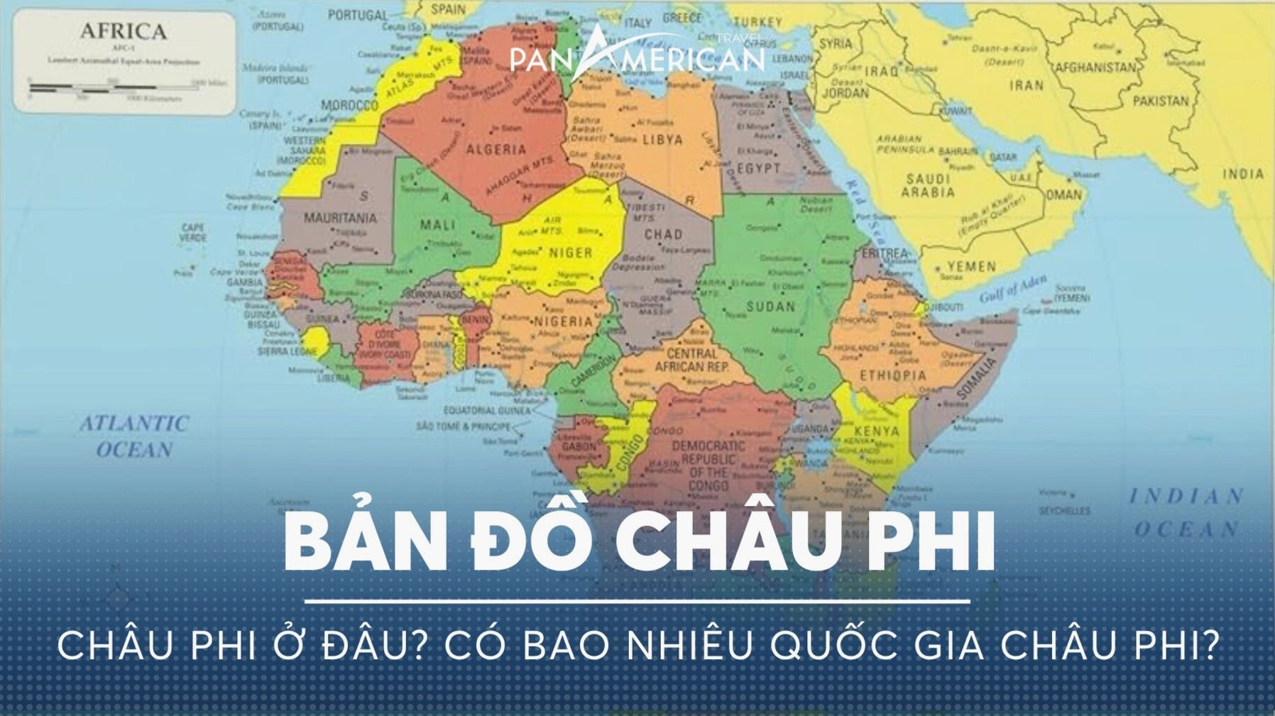 Bản đồ vị trí địa lý của châu Phi trên thế giới