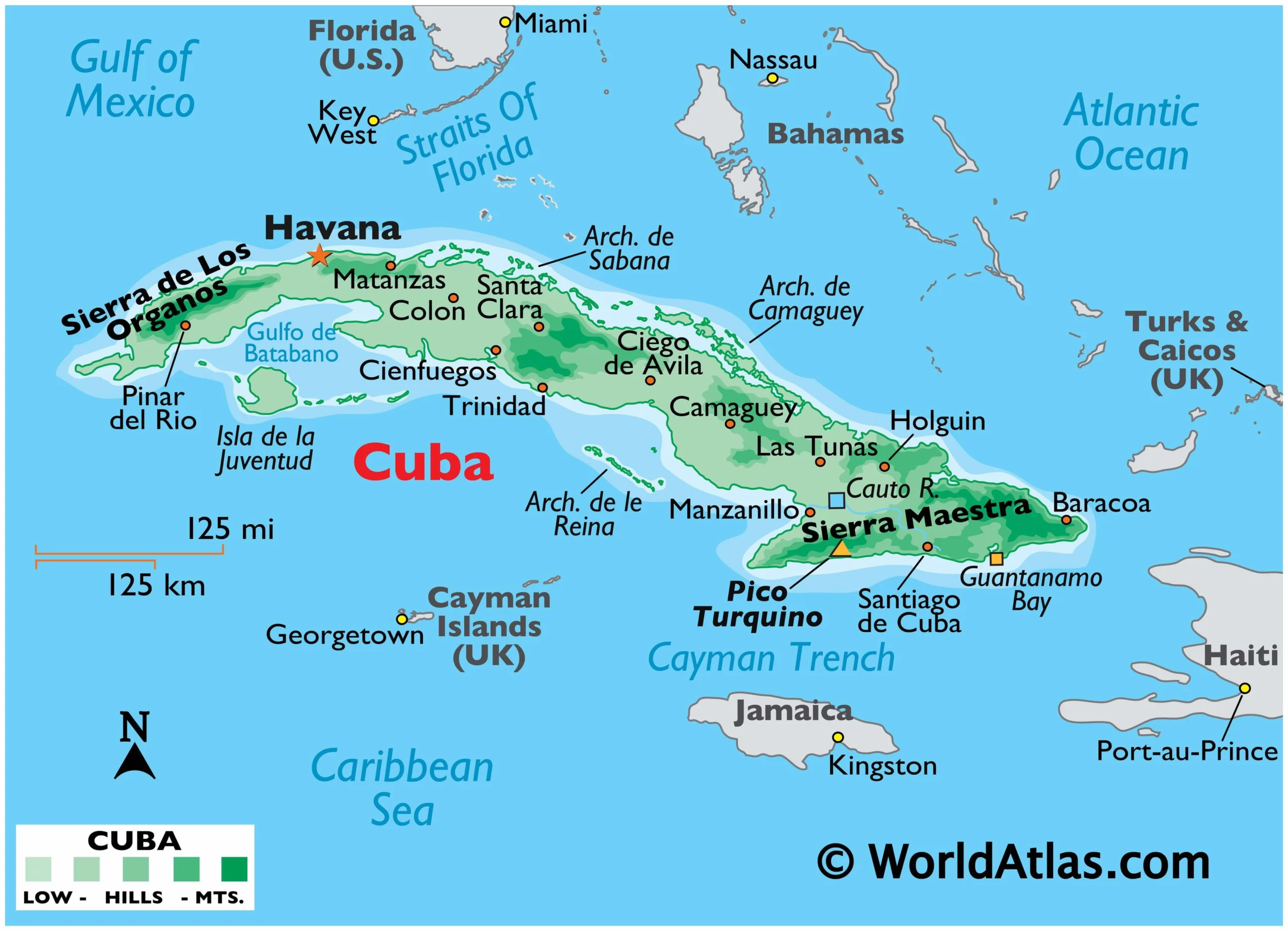 Bản đồ vị trí địa lý của Cuba