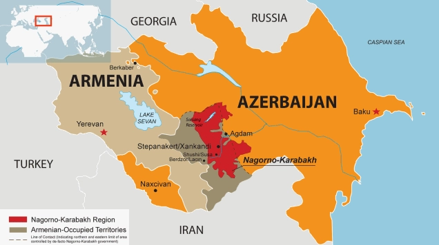 Bản đồ vùng tranh chấp Nagorno-Karabakh