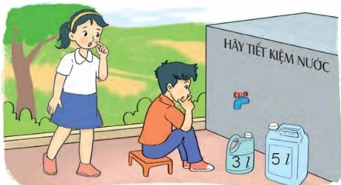 Có 1 can 2l, 5l: Lấy 1l nước từ bể Hai chiếc can với dung tích khác nhau