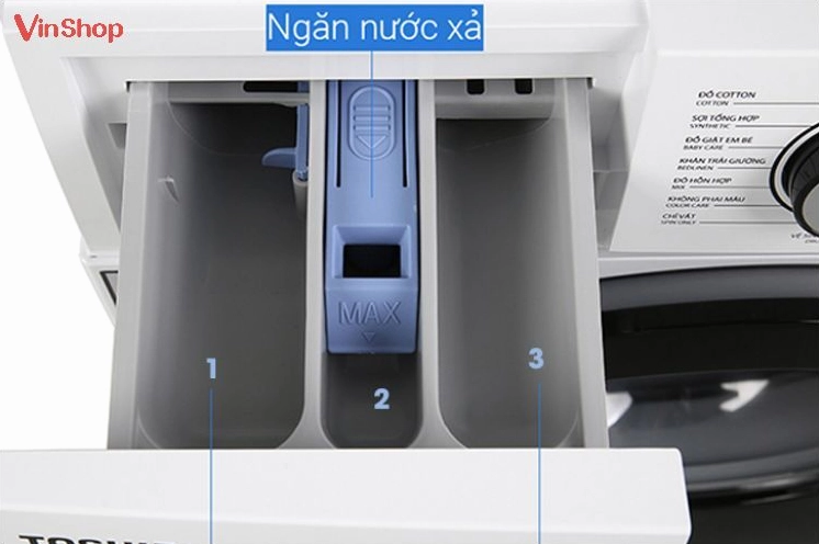 Đổ Nước Giặt Vào Ngăn Nào? Hướng Dẫn Chi Tiết 2026 Khay chứa nước giặt trên máy giặt cửa ngang