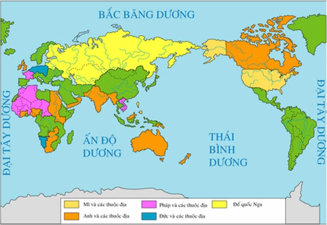 Lược đồ phạm vi thuộc địa của các nước đế quốc đầu thế kỷ XX