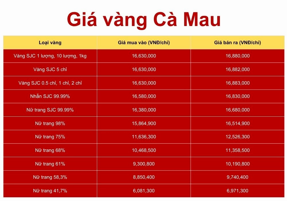 Phân loại các loại vàng phổ biến tại Cà Mau
