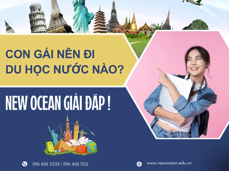 Con Gái Nên Đi Du Học Nước Nào? Xu Hướng 2026 Phụ nữ trẻ cười tươi khi xem laptop, tượng trưng cho quyết định du học