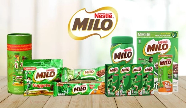 Thùng sữa Milo được trưng bày