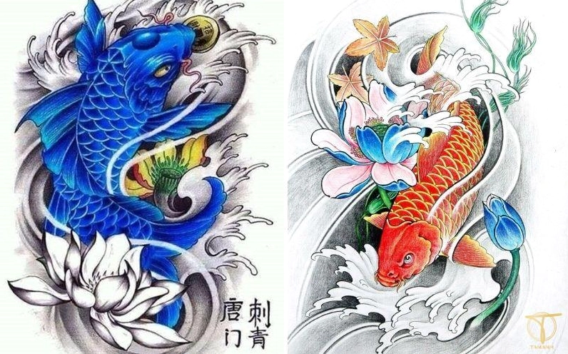 Hình xăm cá chép hóa rồng nghệ thuật