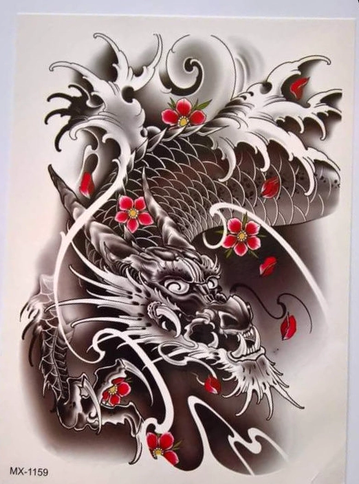 Hình xăm cá chép hóa rồng ở lưng