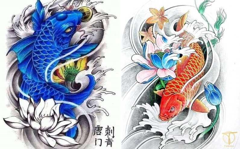 Hình xăm cá chép nghệ thuật