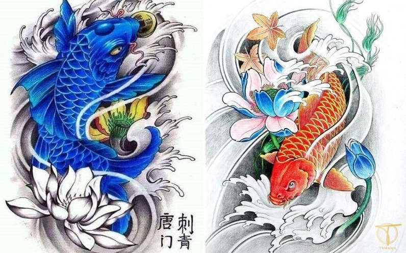 Hình xăm cá chép nghệ thuật