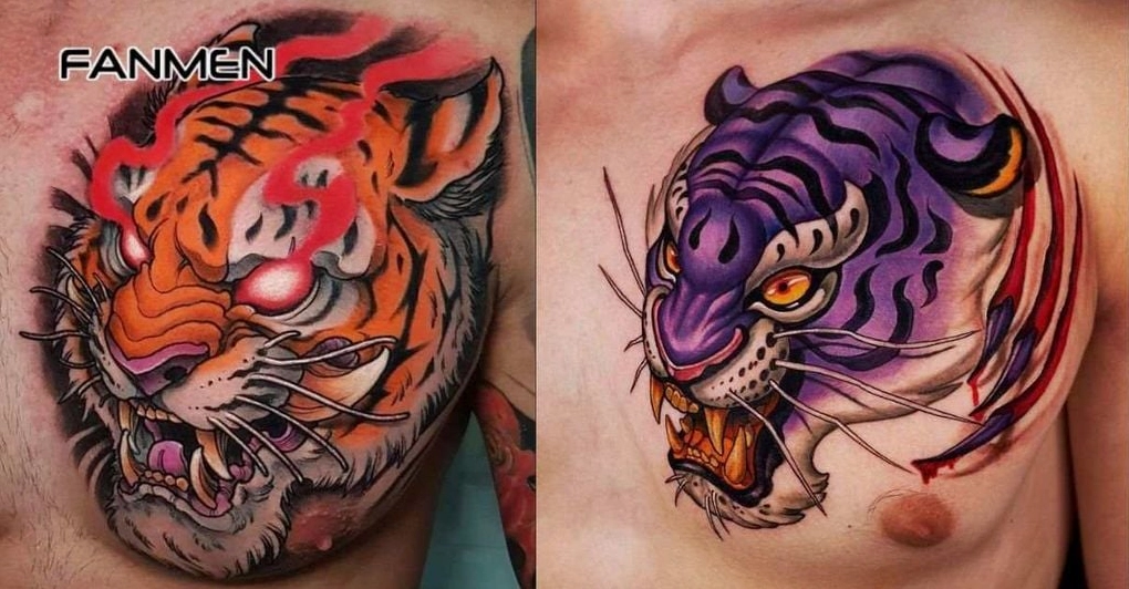 Hình xăm hổ nửa ngực cho nữ
