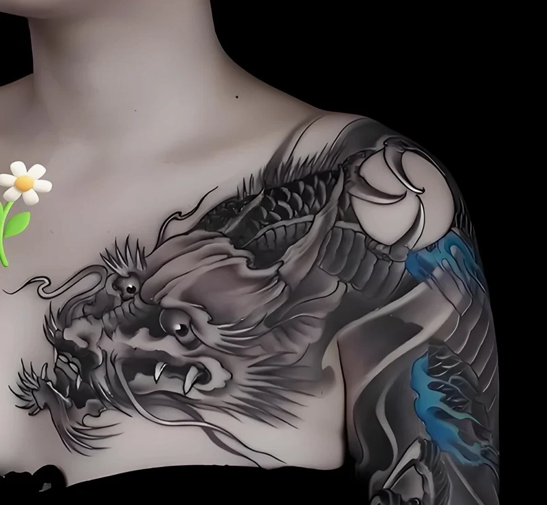 Hình xăm rồng vắt vai đẹp mắt với chi tiết tinh xảo