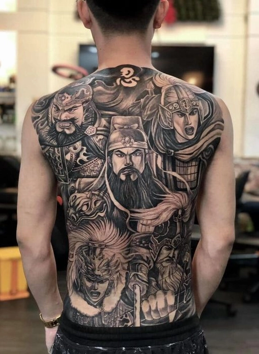 Mẫu hình xăm Ngũ Hổ Tướng ấn tượng