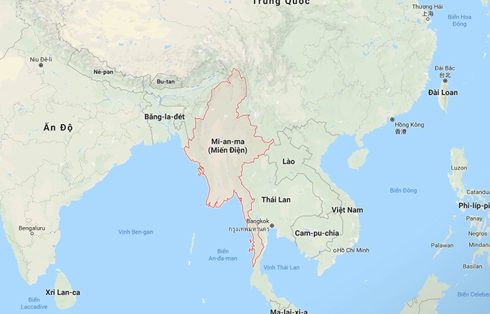 Bản đồ chi tiết Myanmar và các nước lân cận