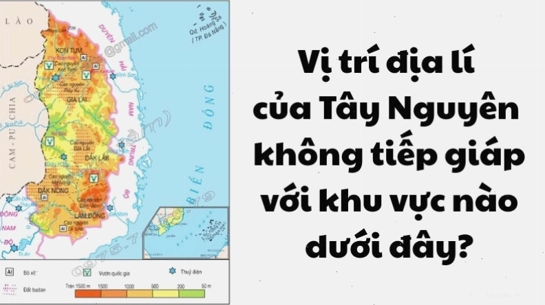 Bản đồ hành chính Việt Nam nổi bật khu vực Tây Nguyên