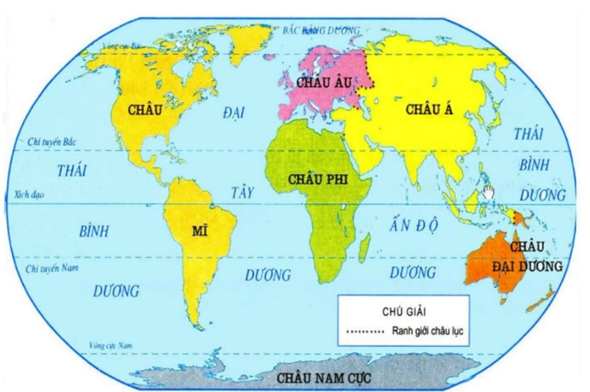 Bản đồ thế giới thể hiện các châu lục