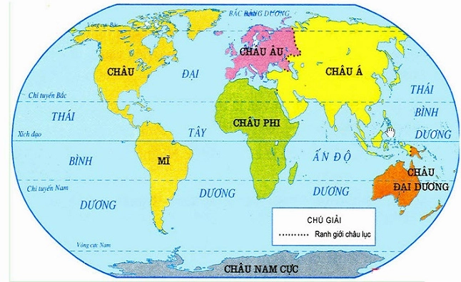 Biểu đồ so sánh diện tích các châu lục