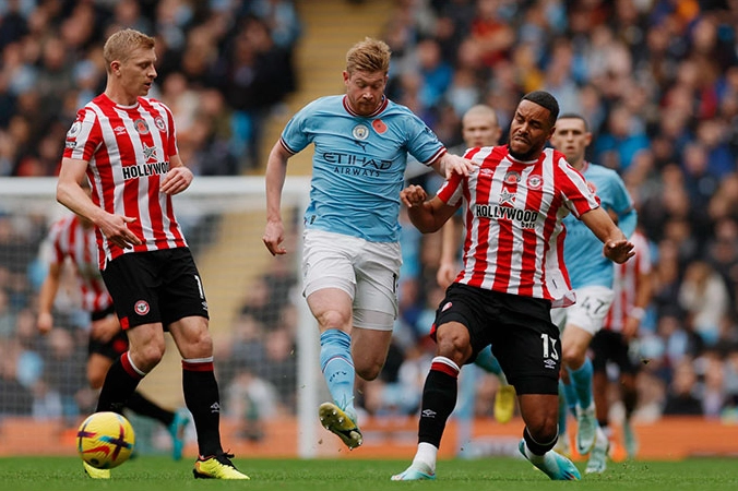 Cầu thủ Man City trong trận đấu Ngoại hạng Anh