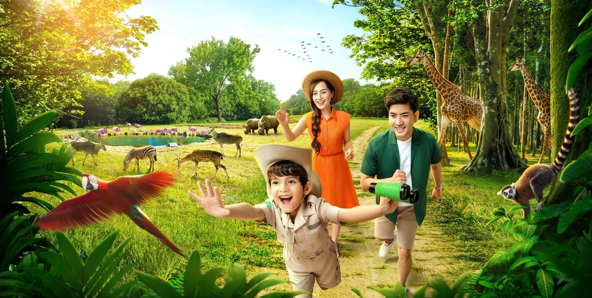 Gia đình vui chơi tại Vinpearl Safari