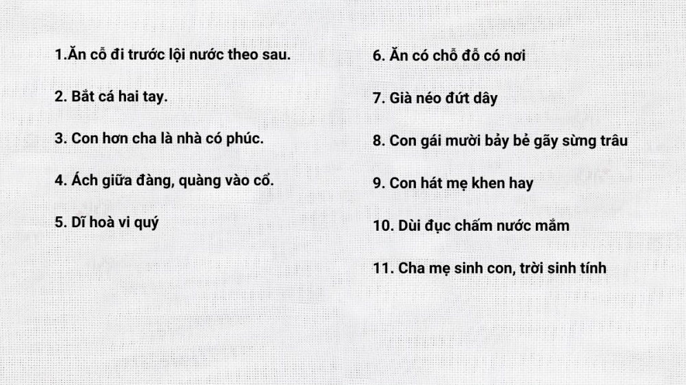 Hình ảnh minh họa về ca dao tục ngữ