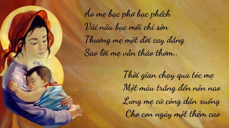 Hình ảnh người con thể hiện tình cảm với mẹ