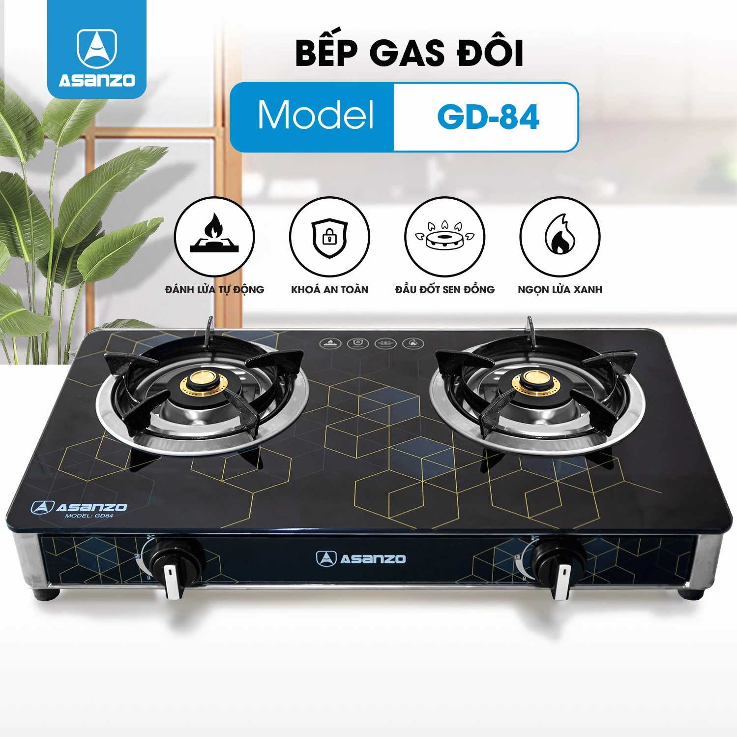 Không gian bếp hiện đại với bếp ga