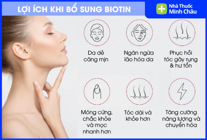 Người phụ nữ đang sử dụng thực phẩm chức năng Biotin