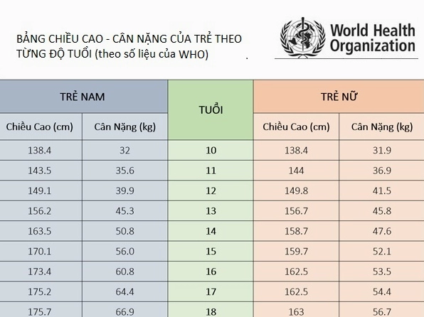 Đồ thị minh họa chỉ số BMI