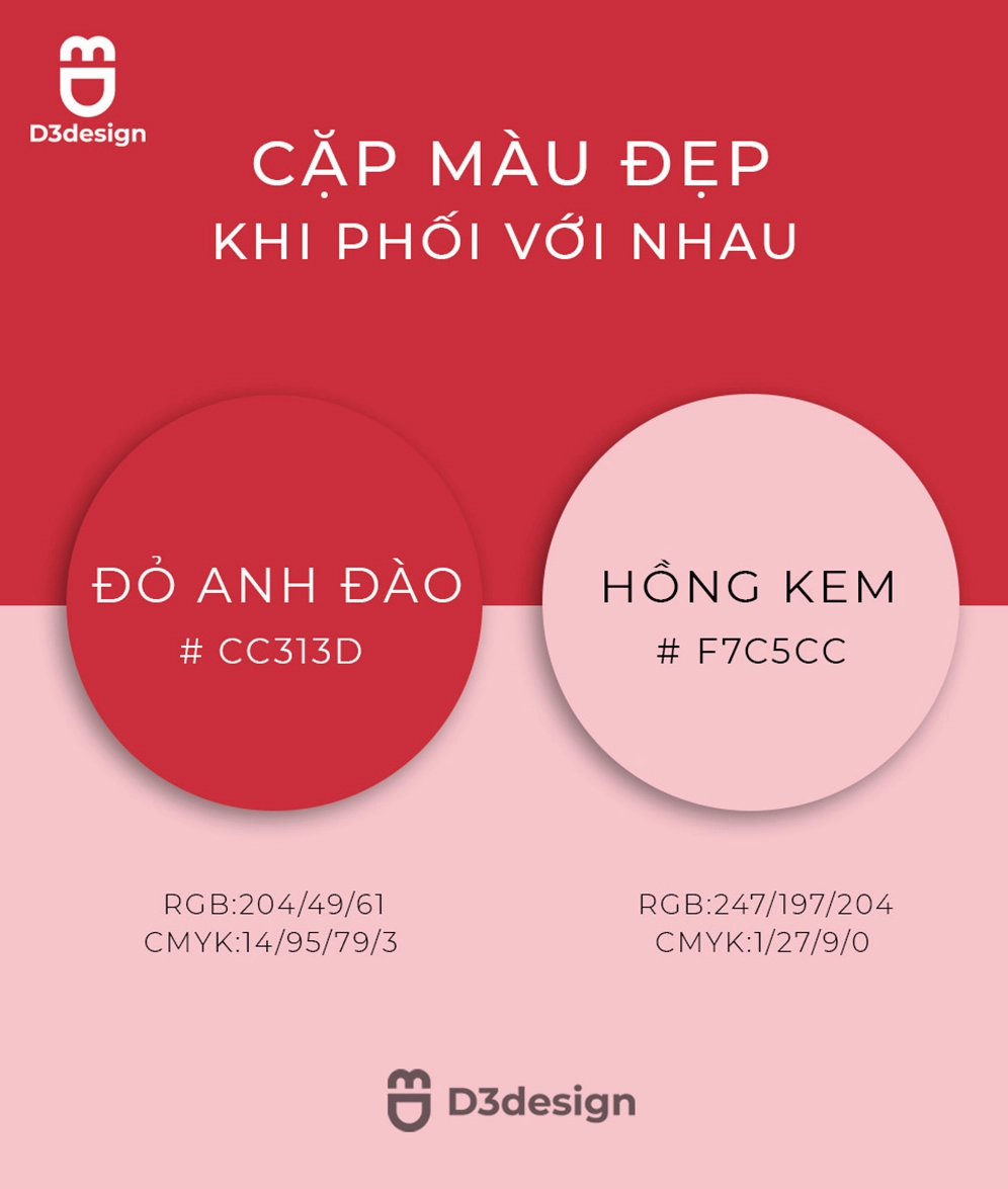 Phối 2 màu đẹp: Bí quyết tạo ấn tượng thị giác 2026 Phối màu đỏ hồng ấn tượng