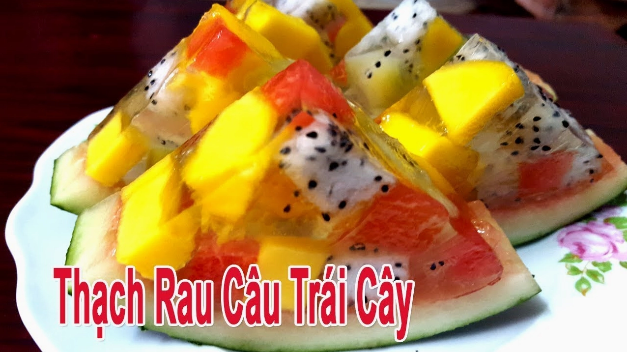 Rau câu trái cây nhiệt đới đầy màu sắc