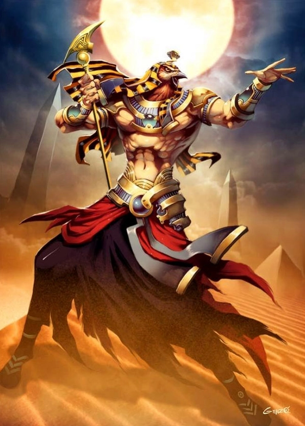 Thần Horus với đầu chim ưng