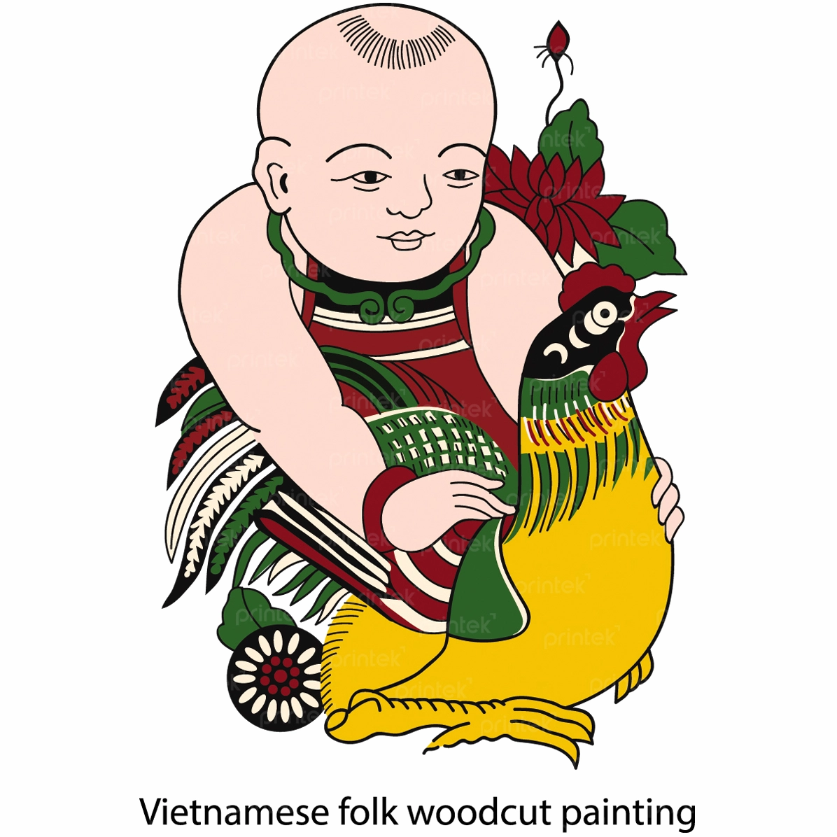 Tranh Đông Hồ Gà Đàn